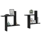 Wandplanken Zwart Eiken – Set van 2