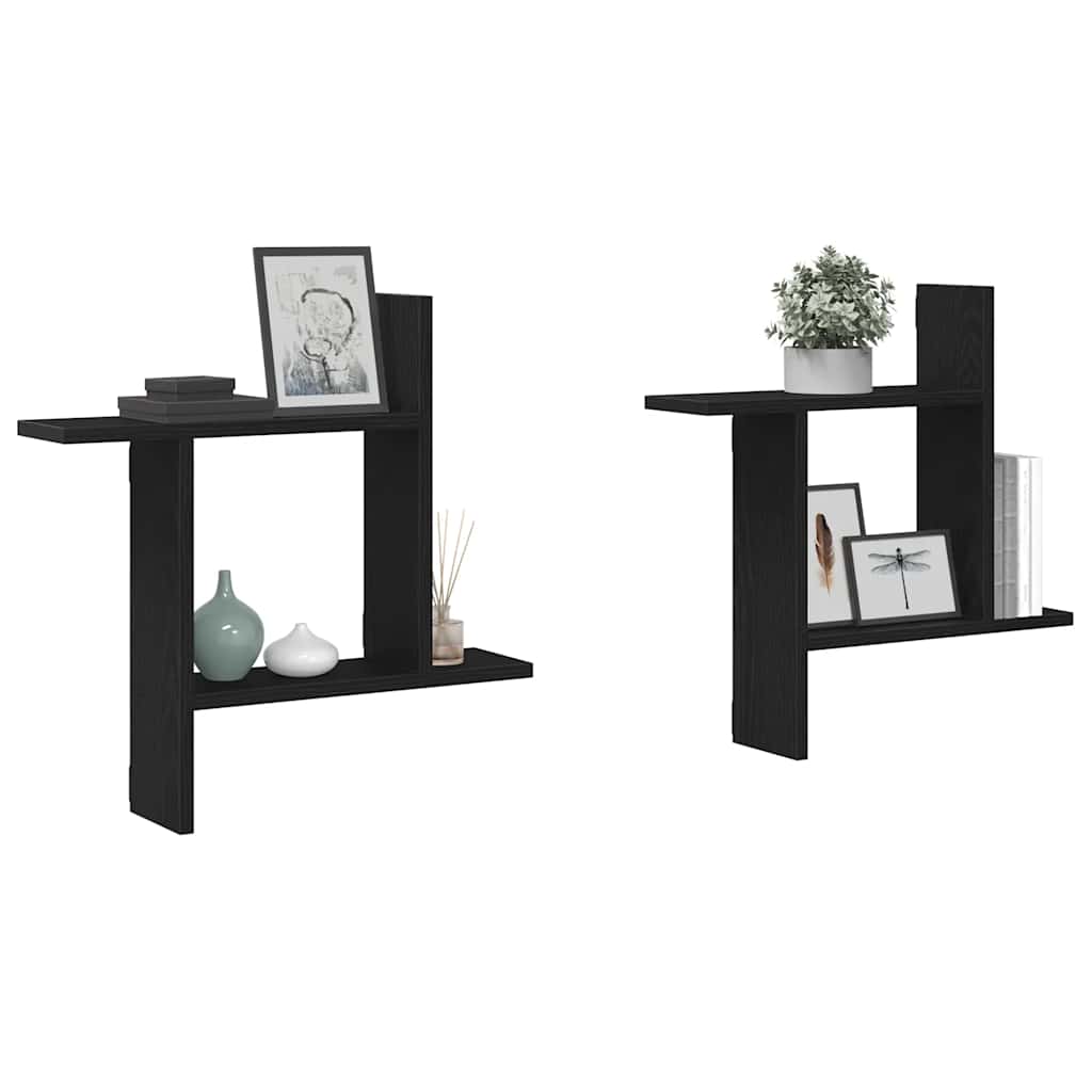 Wandplanken Zwart Eiken – Set van 2