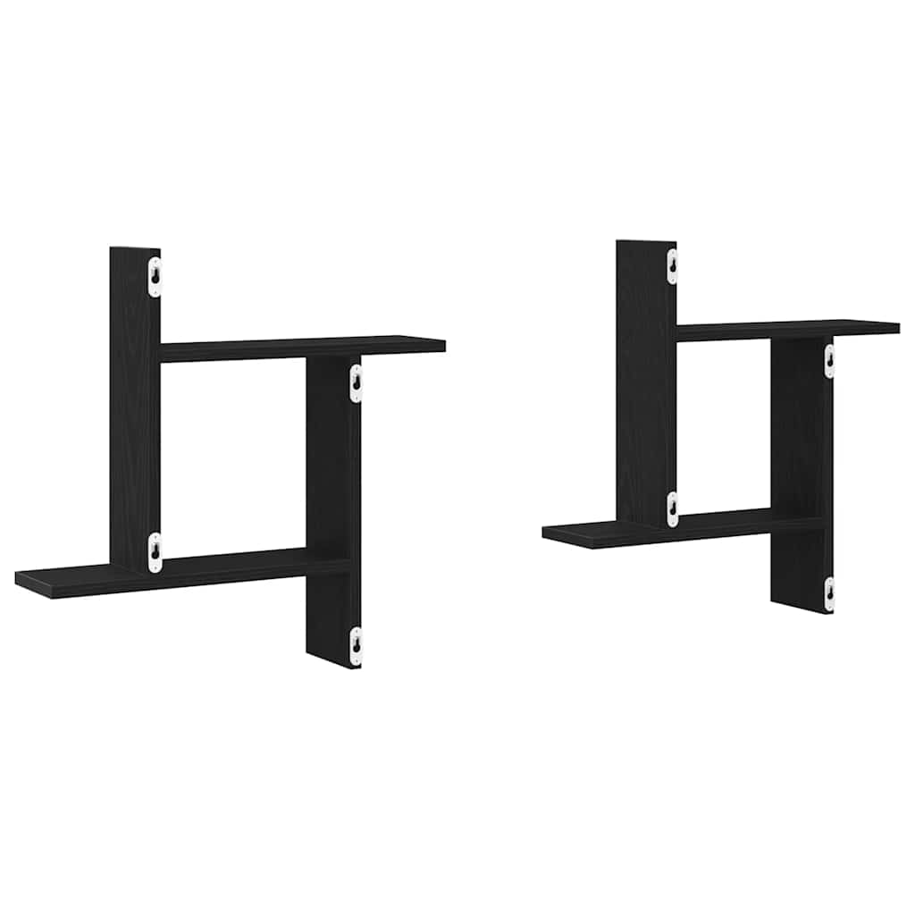 Wandplanken Zwart Eiken – Set van 2
