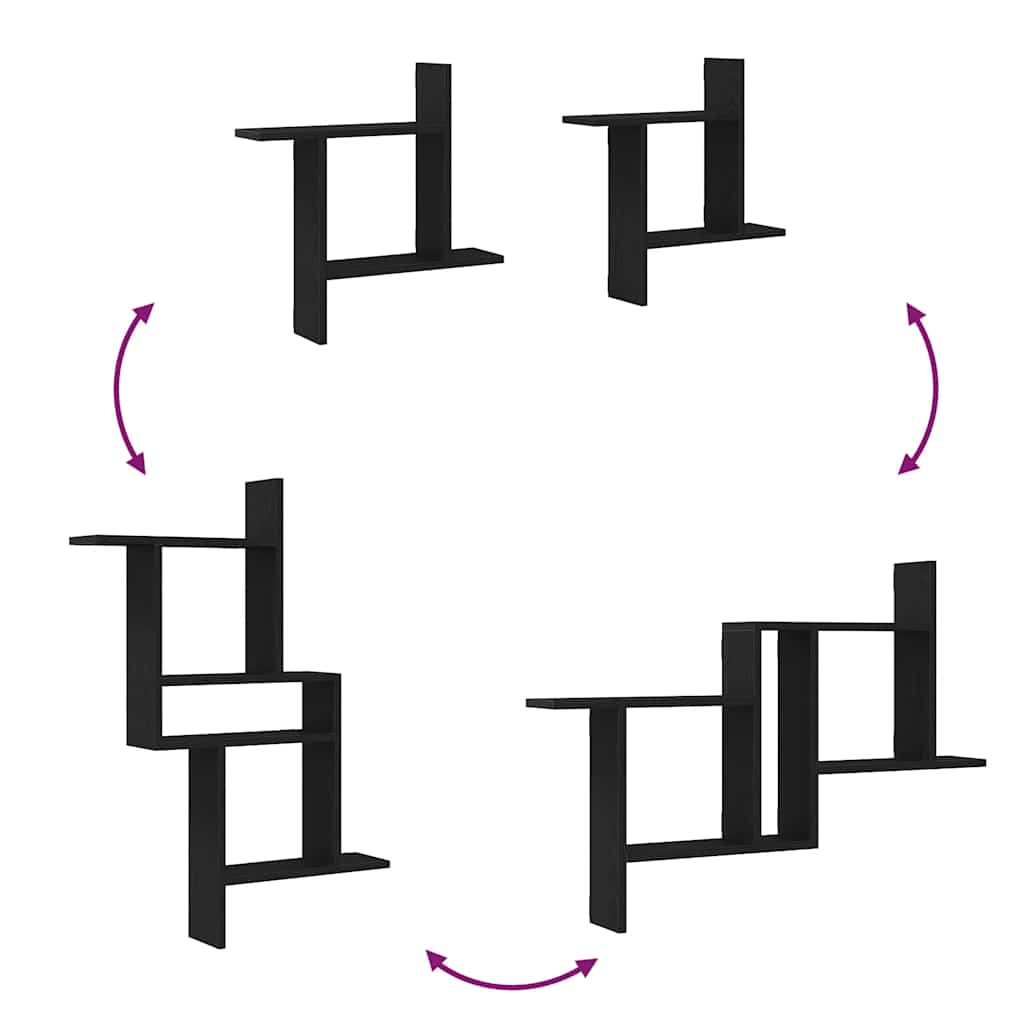 Wandplanken Zwart Eiken – Set van 2