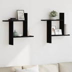 Set van 2 wandplanken zwart eiken