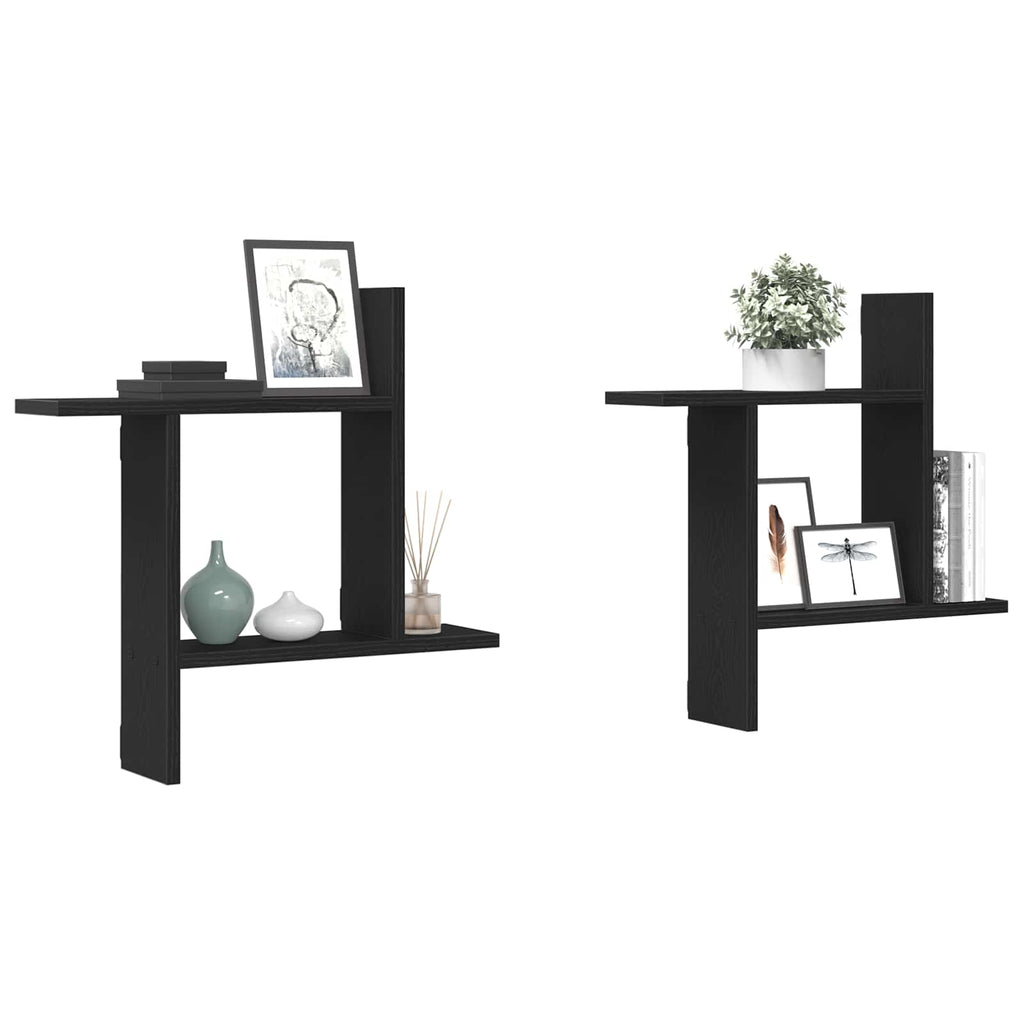 Wandplanken Zwart Eiken – Set van 2