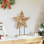 Teakhouten Kerstster met LED’s – 59 cm