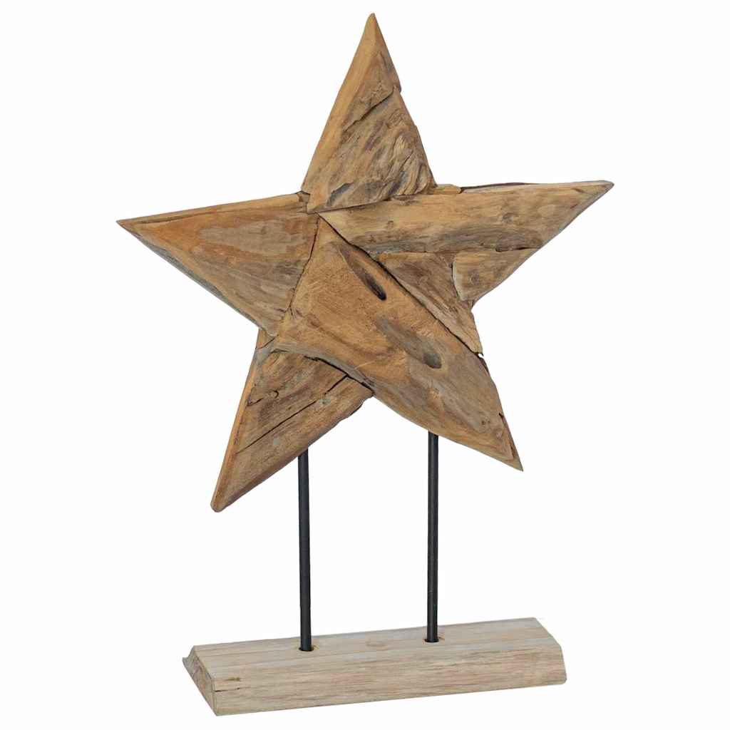 Teakhouten Kerstster met LED’s – 59 cm