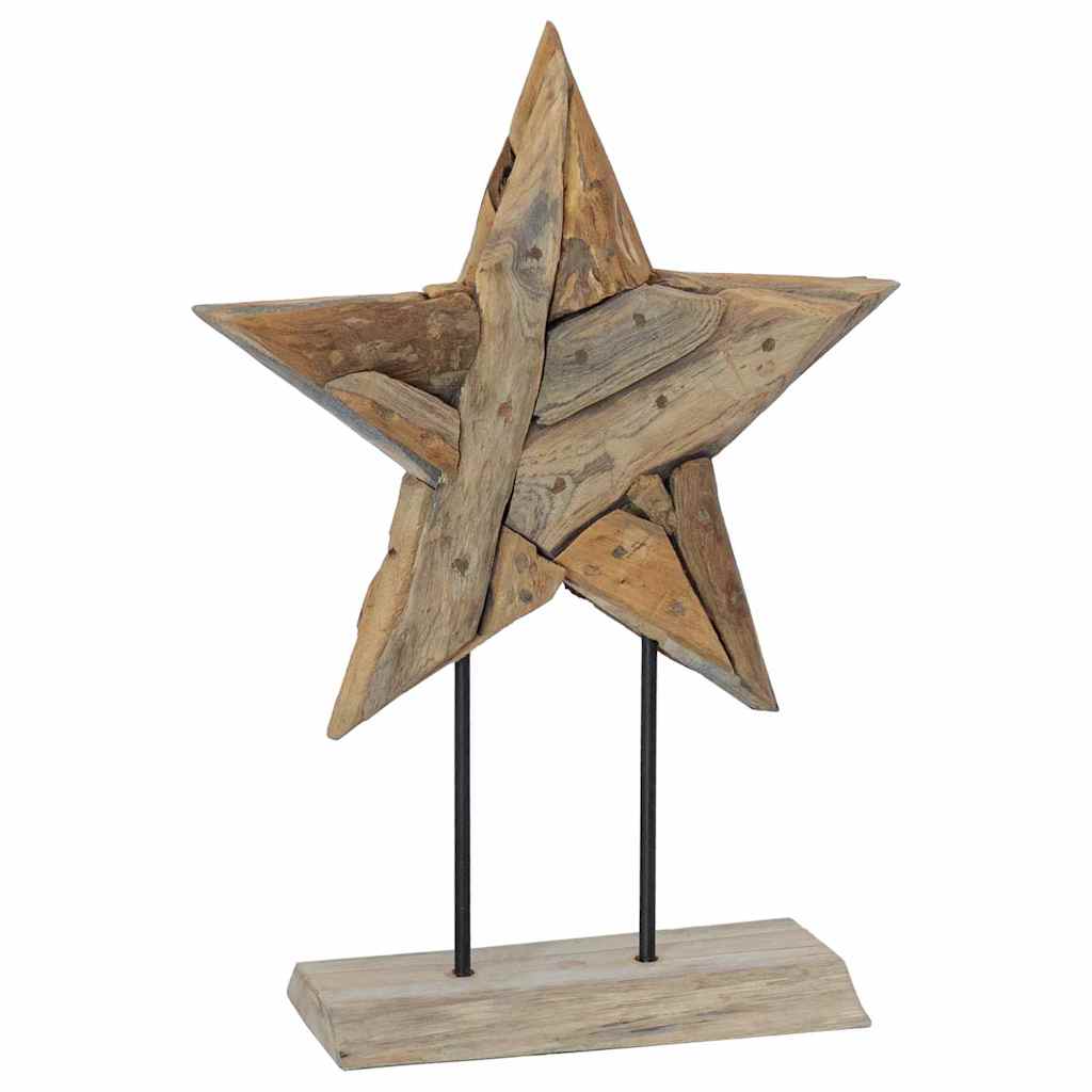 Teakhouten Kerstster met LED’s – 59 cm