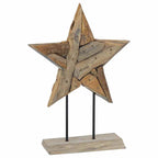 Teakhouten Kerstster met LED’s – 59 cm