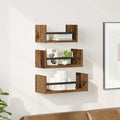 Set van 3 wandplanken in oud hout