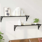 Set van 2 wandplanken zwart eiken, 80 cm