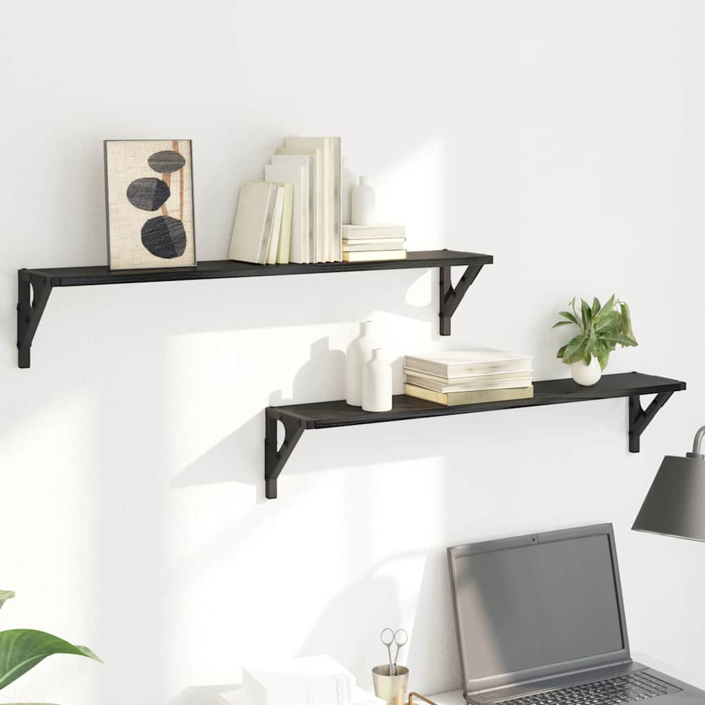 Wandplanken Zwart Eiken – 80 cm Set van 2