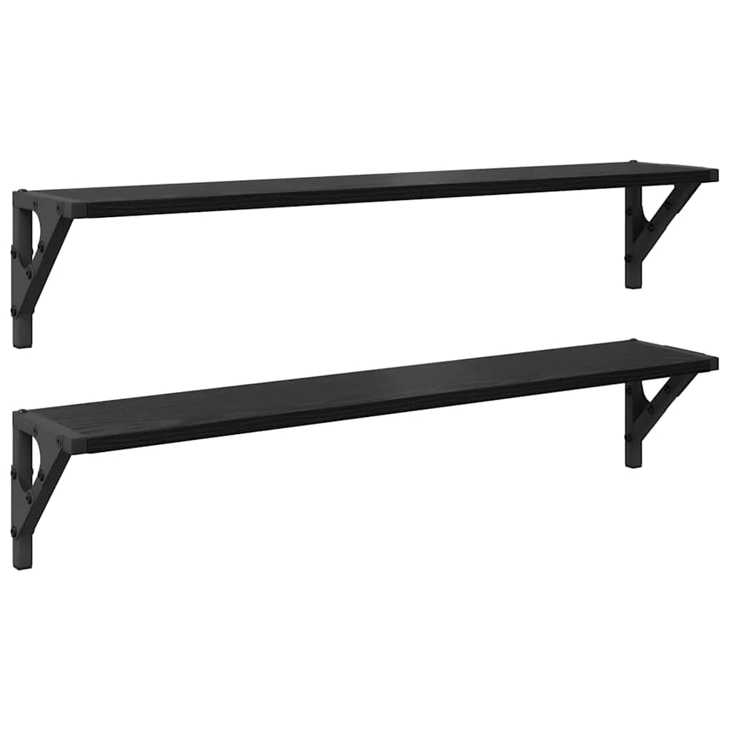 Wandplanken Zwart Eiken – 80 cm Set van 2