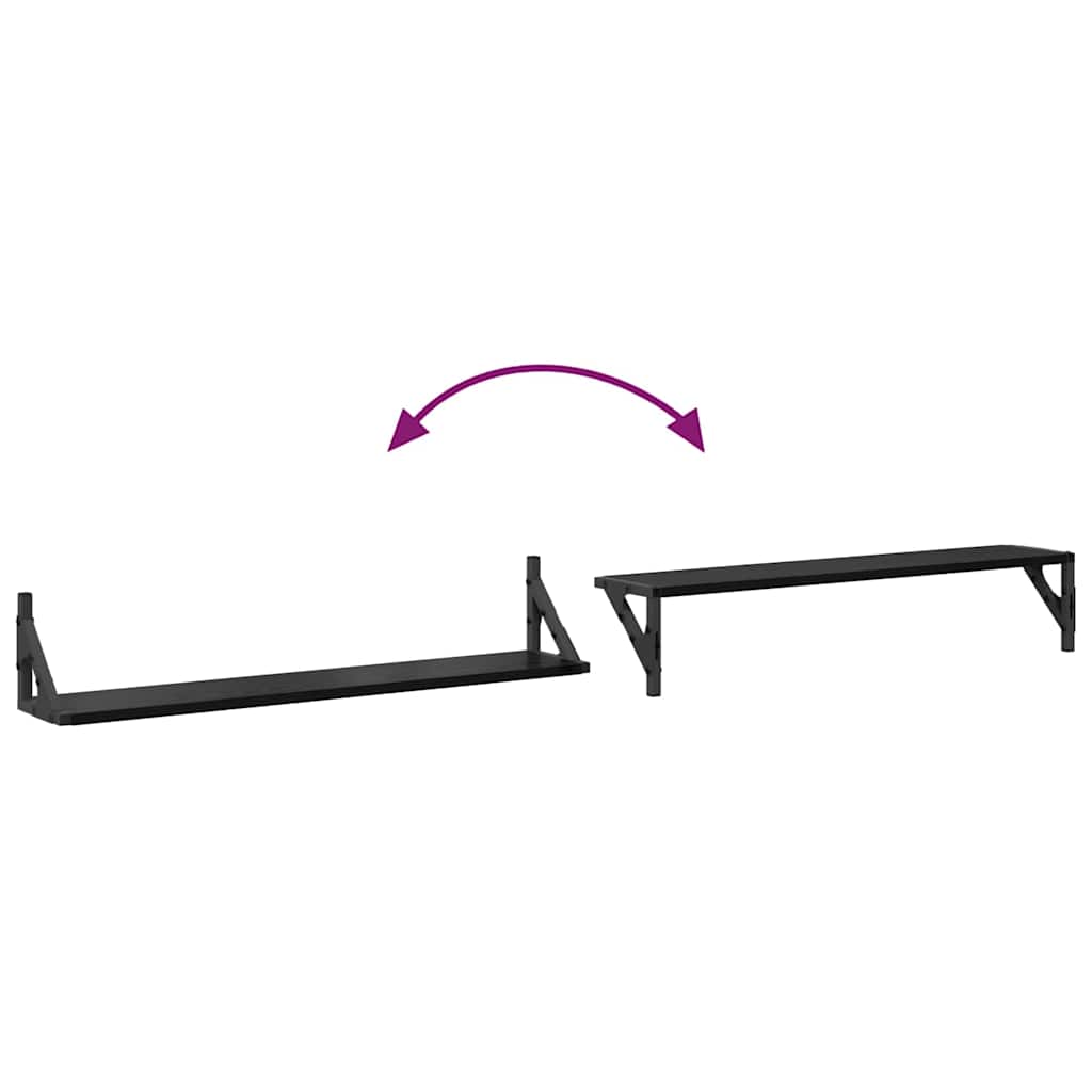 Wandplanken Zwart Eiken – 80 cm Set van 2