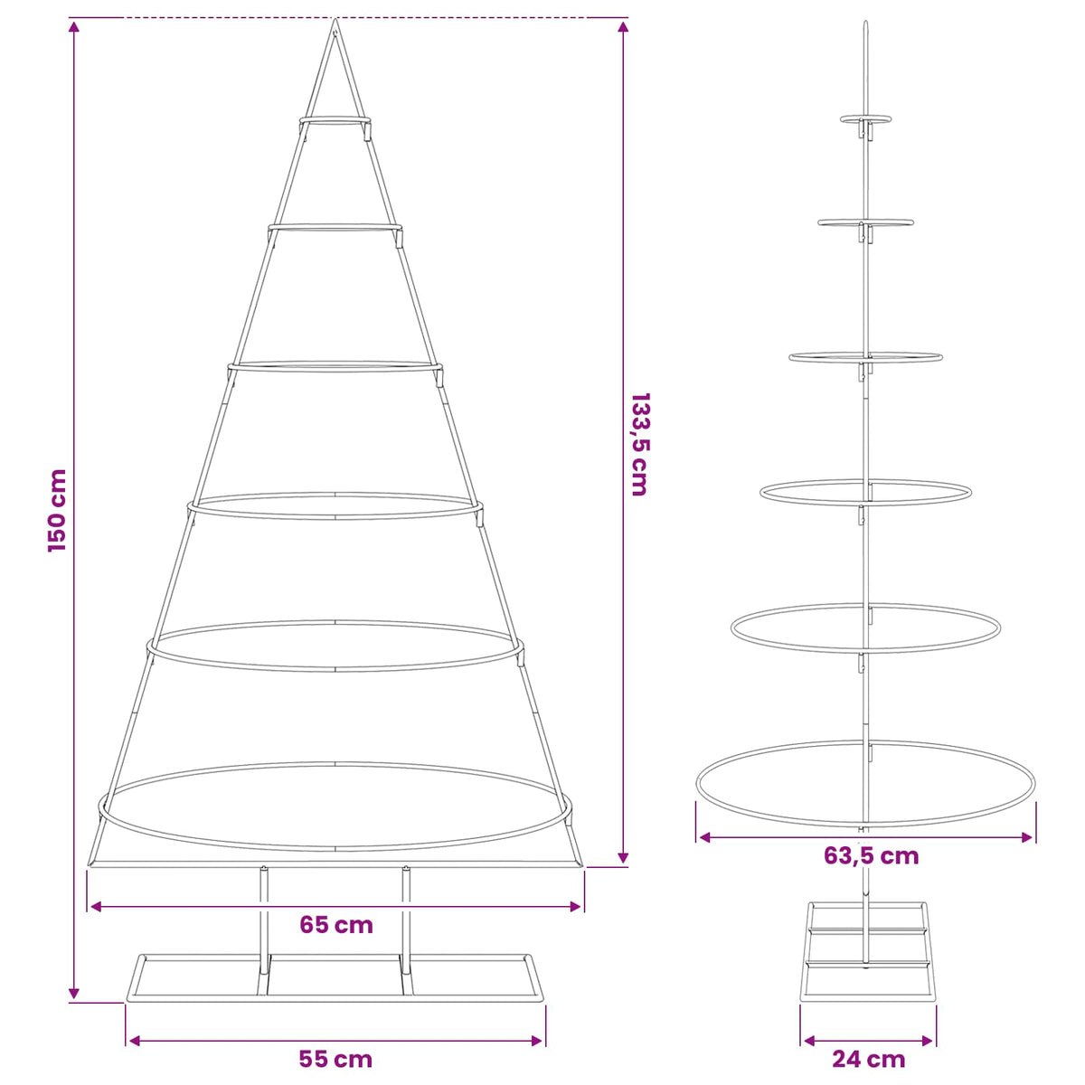 Metalen Kerstboom Goud – 148 cm