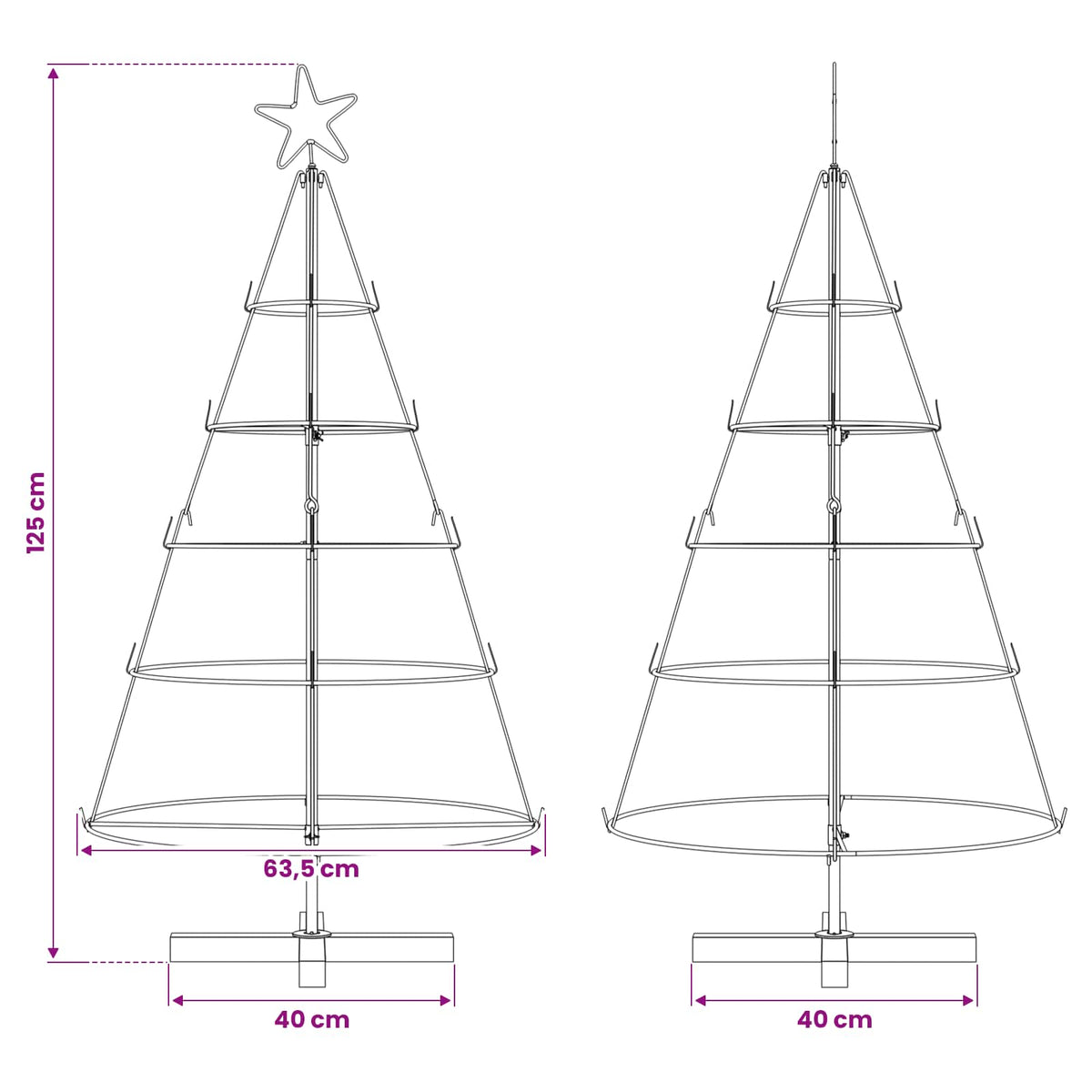 Metalen Kerstboom KUOPIO Zwart – 125 cm