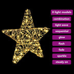 3D Rattan Kerstster met 50 LED’s – Warmwit