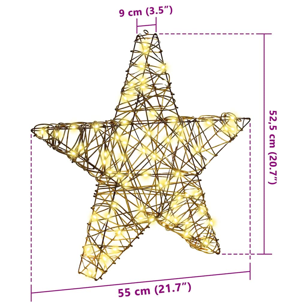 3D Rattan Kerstster met 50 LED’s – Warmwit