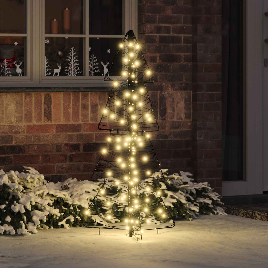 Rattan kerstboom met 100 warmwitte LED's, 120 cm
