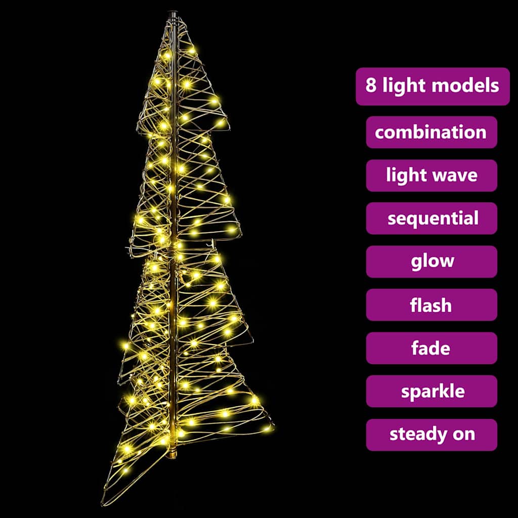Rattan Kerstboom met 100 LED’s – Warmwit 120 cm