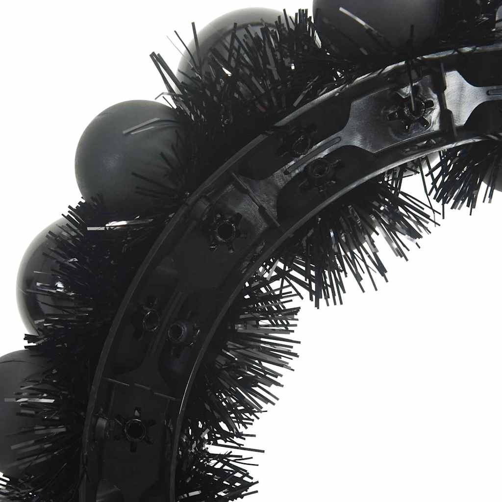 Kerstbal Kransen Zwart – Set van 2