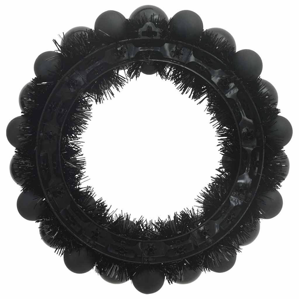 Kerstbal Kransen Zwart – Set van 2