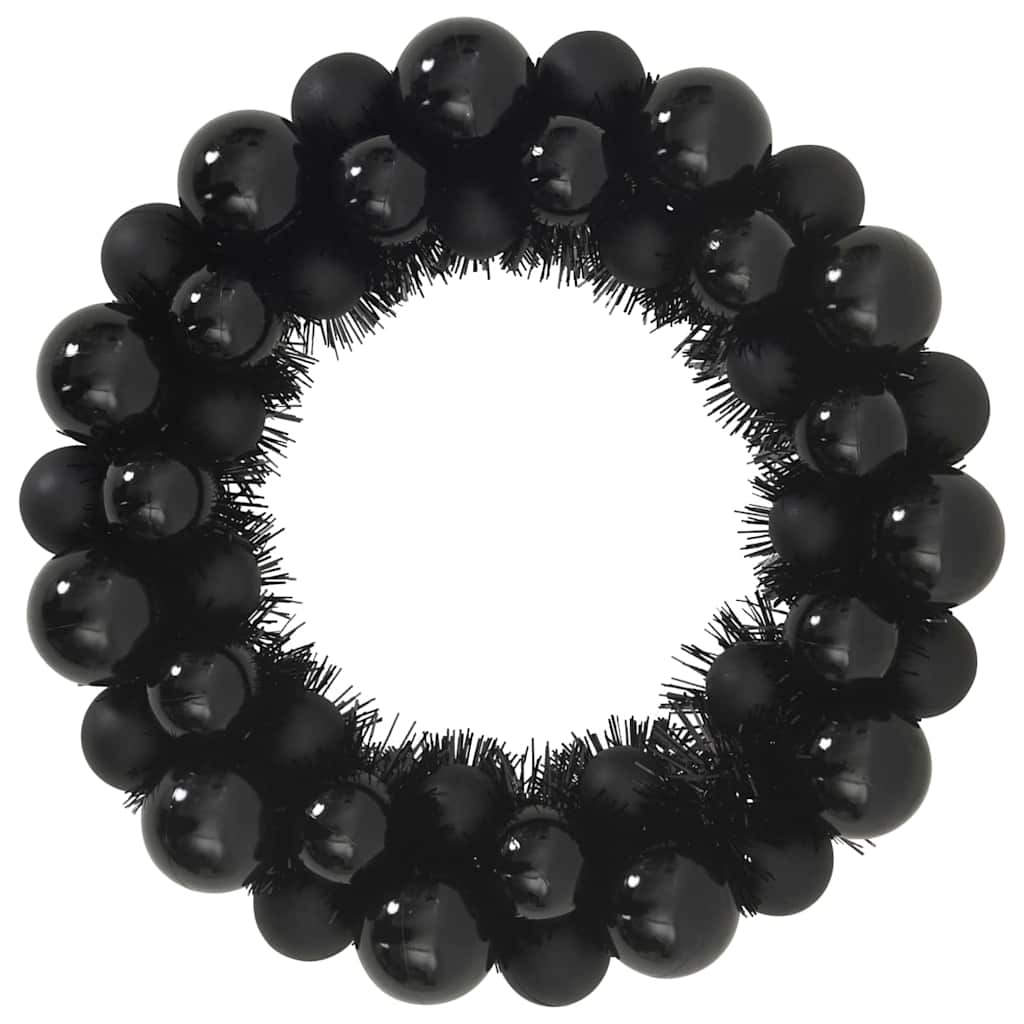 Kerstbal Kransen Zwart – Set van 2