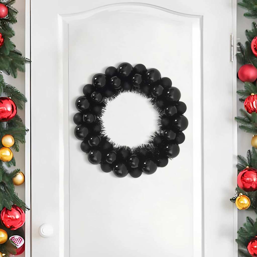 Kerstbal Kransen Zwart – Set van 2