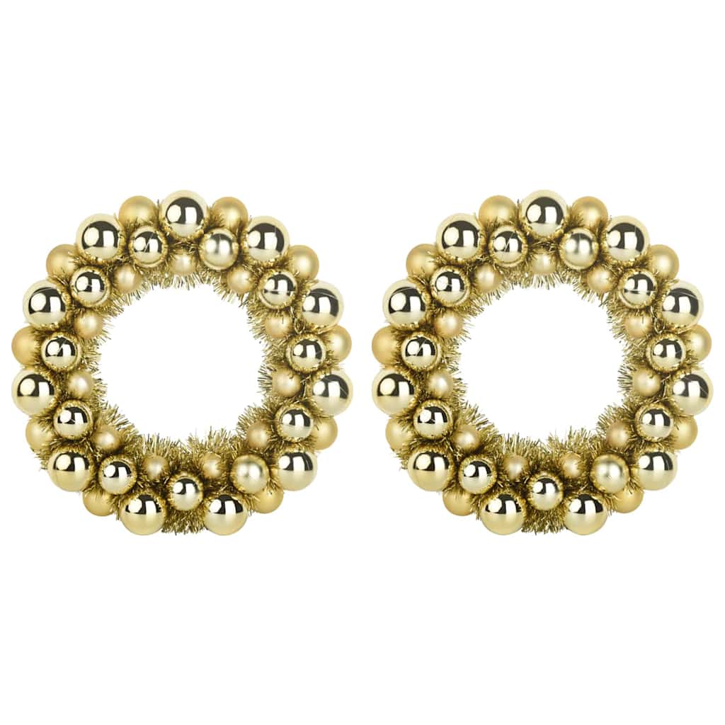 Kerstbal Kransen Goud – Set van 2