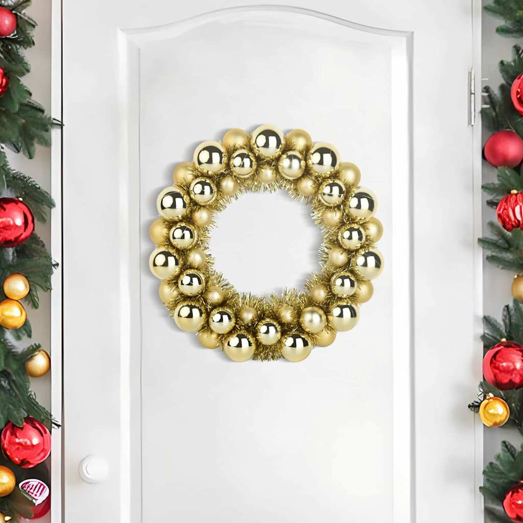 Kerstbal Kransen Goud – Set van 2