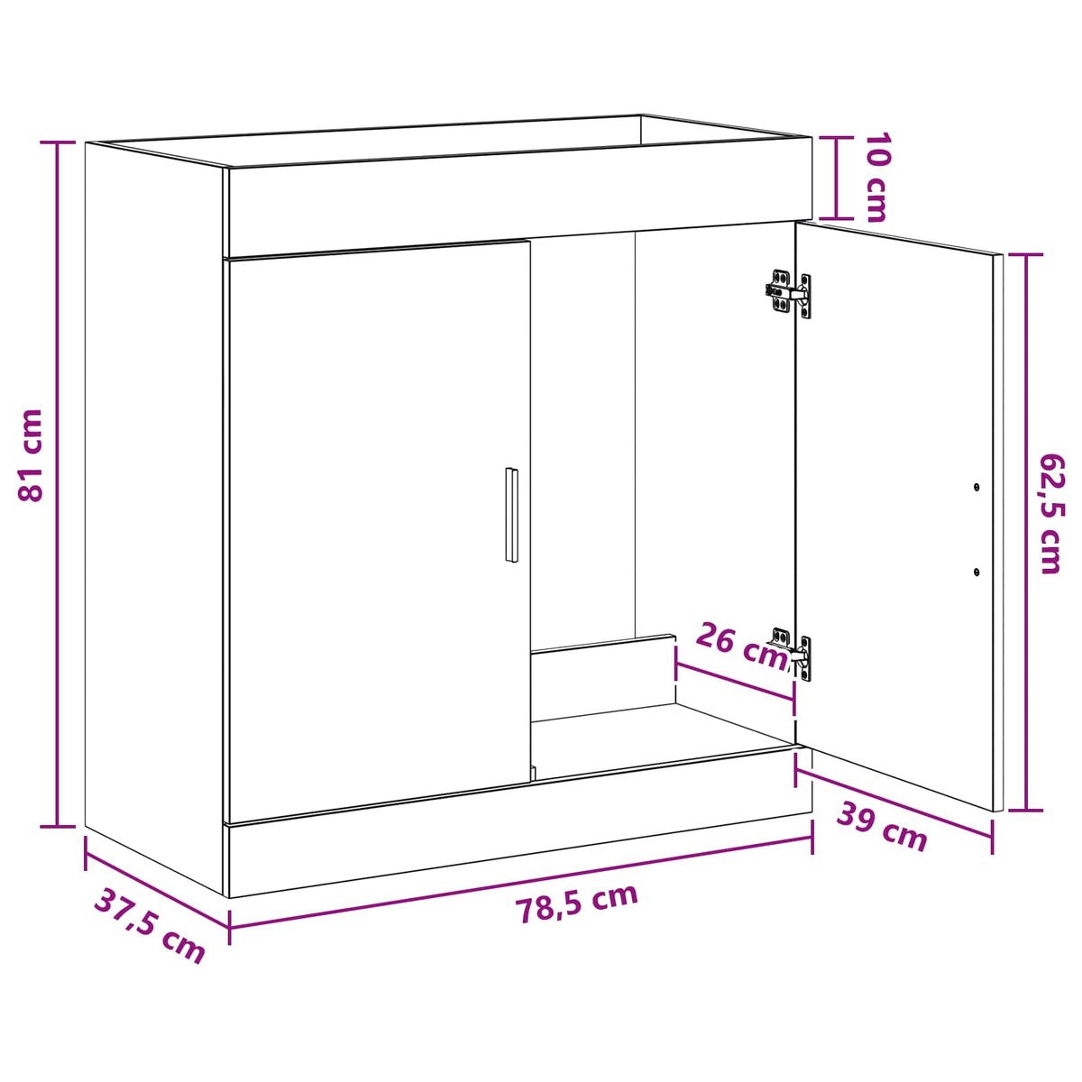 Wastafelonderkast Wit – 78,5 × 37,5 × 81 cm