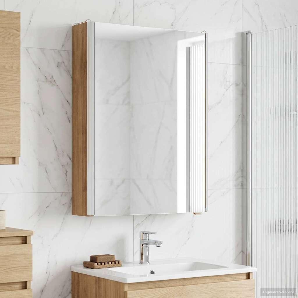 Badkamer spiegelkast in artisan eiken, 43 × 11,5 × 60,5 cm