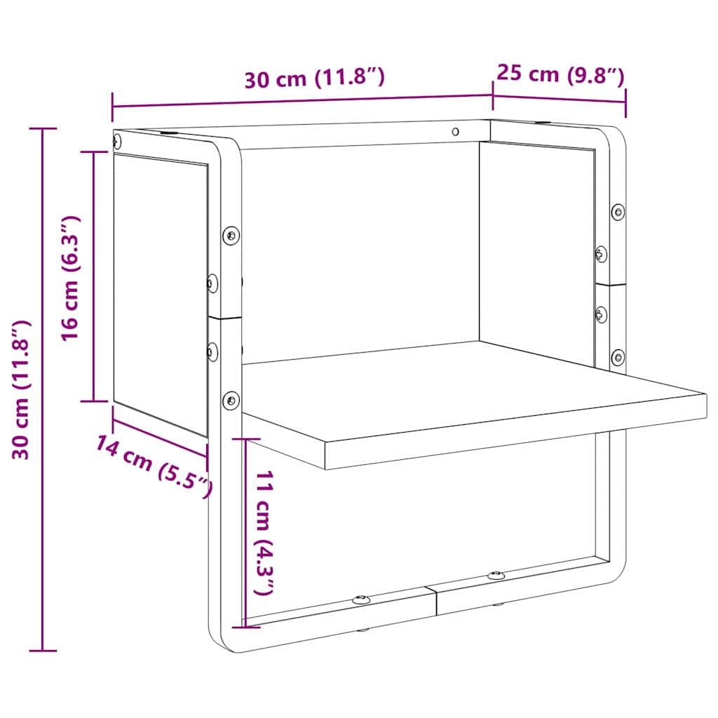 Zwevende Wandplank Zwart Eiken – 30 cm