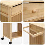 Bamboe Keukentrolley op Wielen – 90,5 × 36 × 86,5 cm