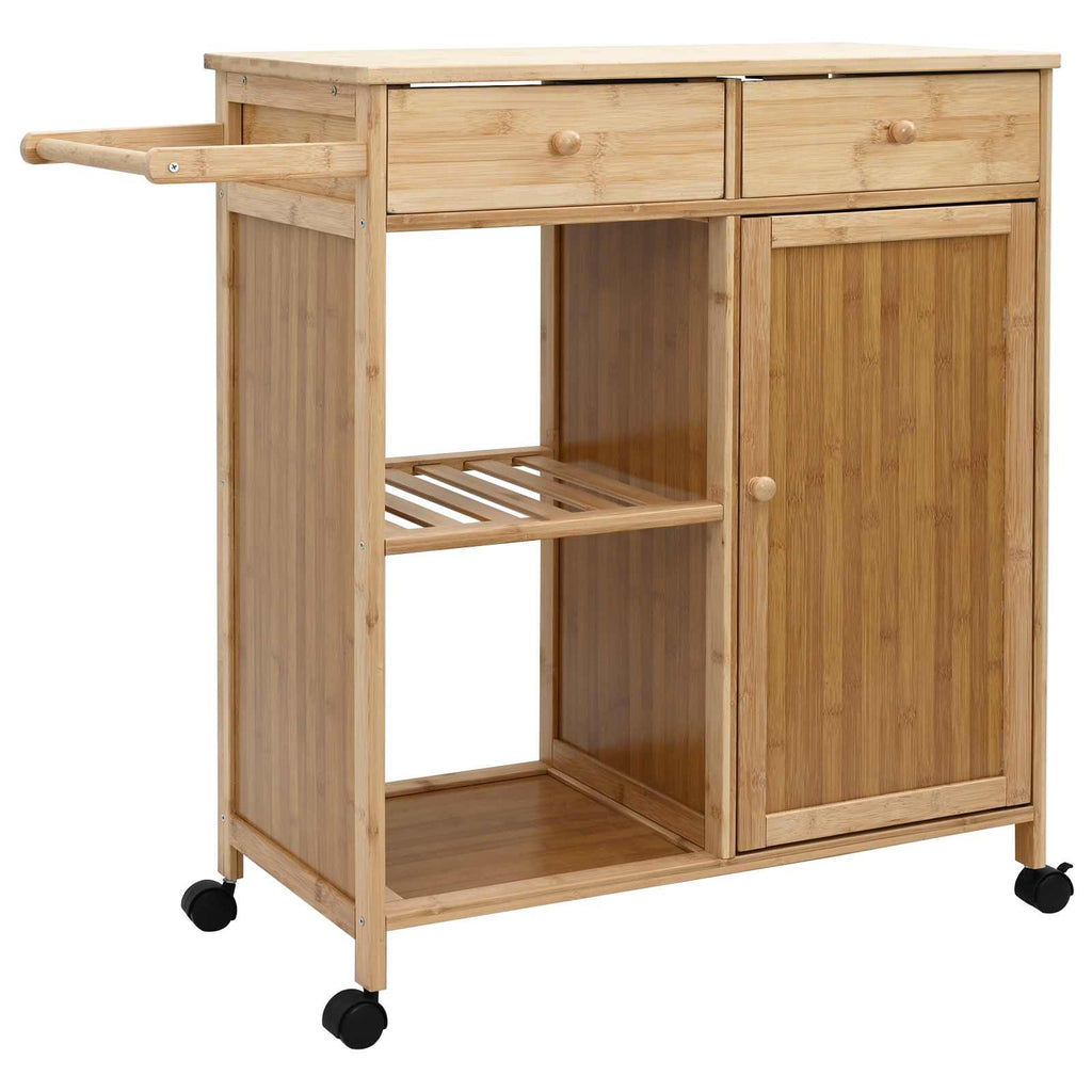 Bamboe Keukentrolley op Wielen – 90,5 × 36 × 86,5 cm