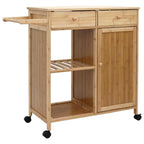 Bamboe Keukentrolley op Wielen – 90,5 × 36 × 86,5 cm