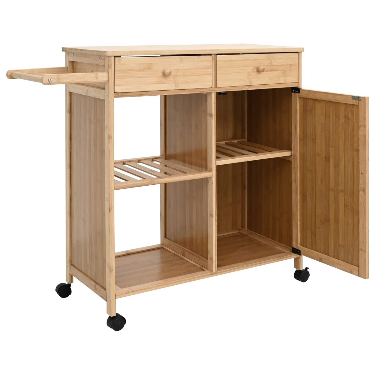 Bamboe Keukentrolley op Wielen – 90,5 × 36 × 86,5 cm