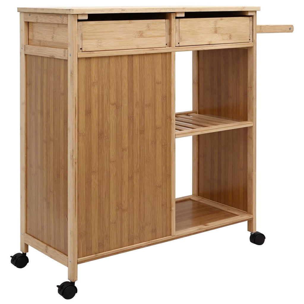 Bamboe Keukentrolley op Wielen – 90,5 × 36 × 86,5 cm