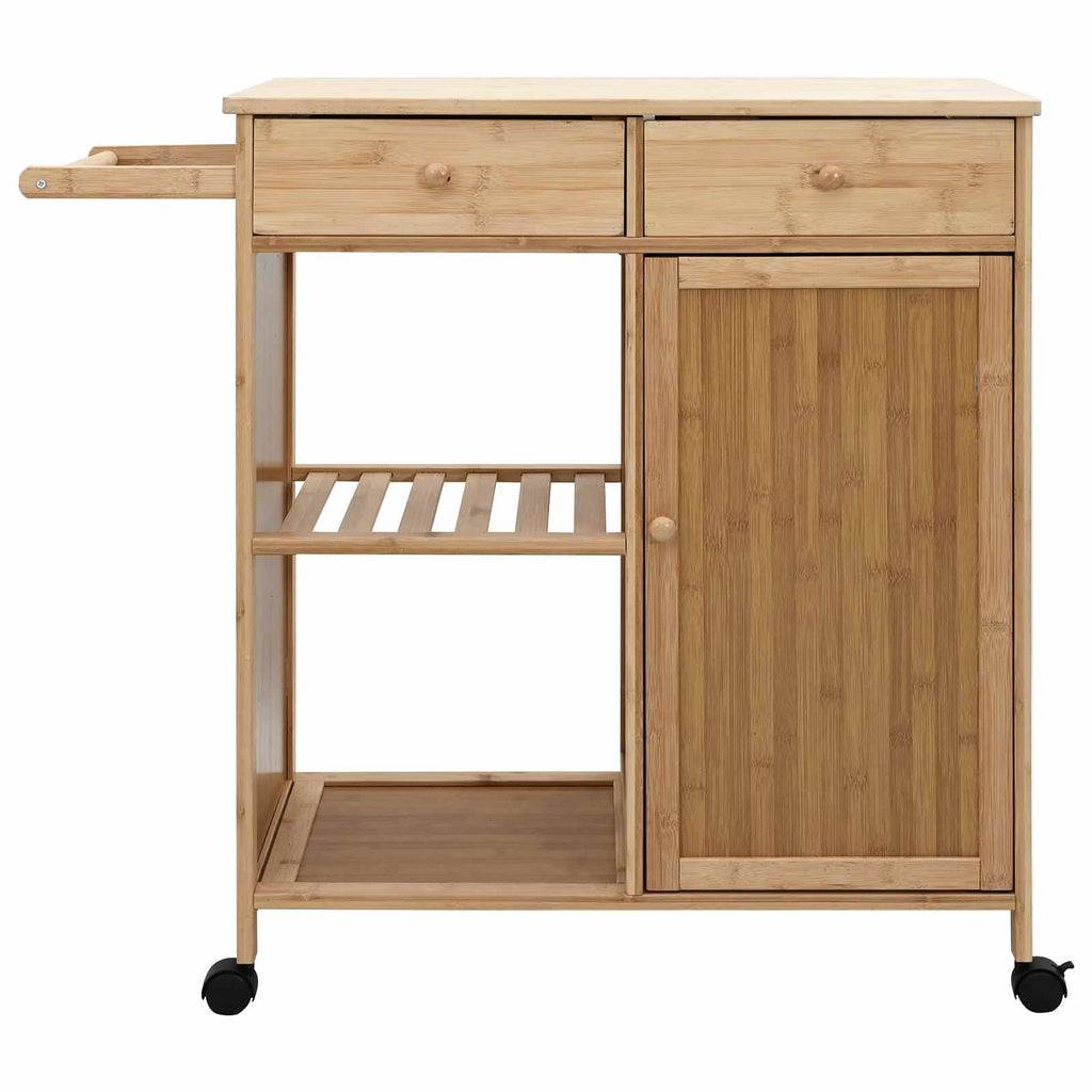 Bamboe Keukentrolley op Wielen – 90,5 × 36 × 86,5 cm