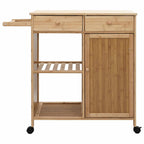 Bamboe Keukentrolley op Wielen – 90,5 × 36 × 86,5 cm