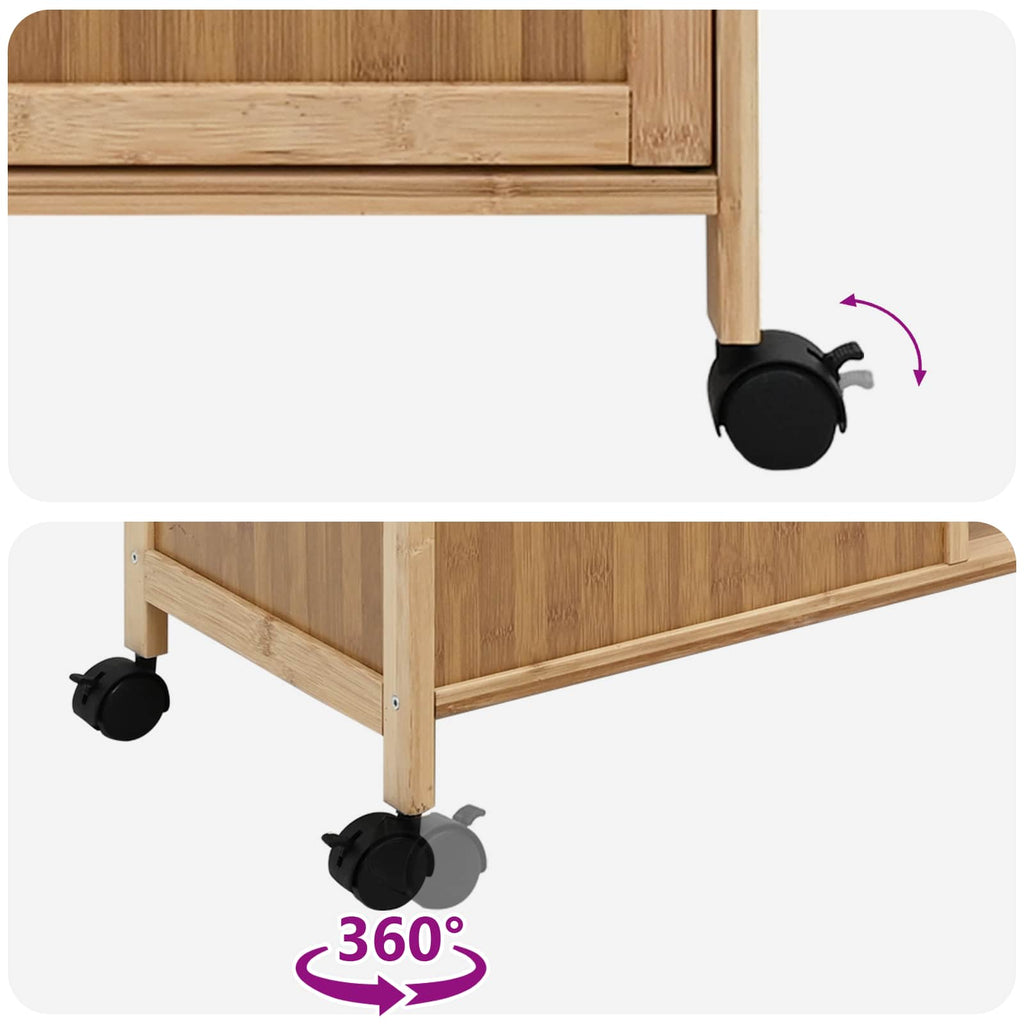 Bamboe Keukentrolley op Wielen – 90,5 × 36 × 86,5 cm