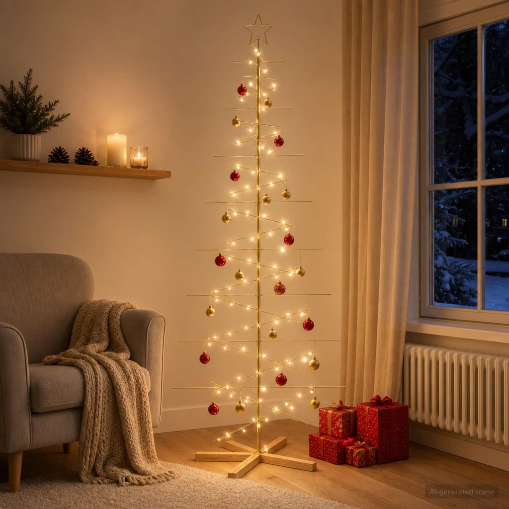 Metalen kerstboom KUOPIO goud, 210 cm