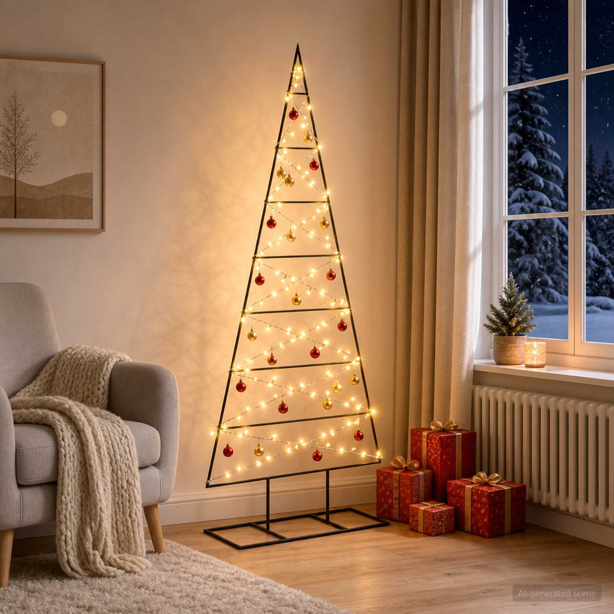 Metalen kerstboom KUOPIO warmwit, 150 cm
