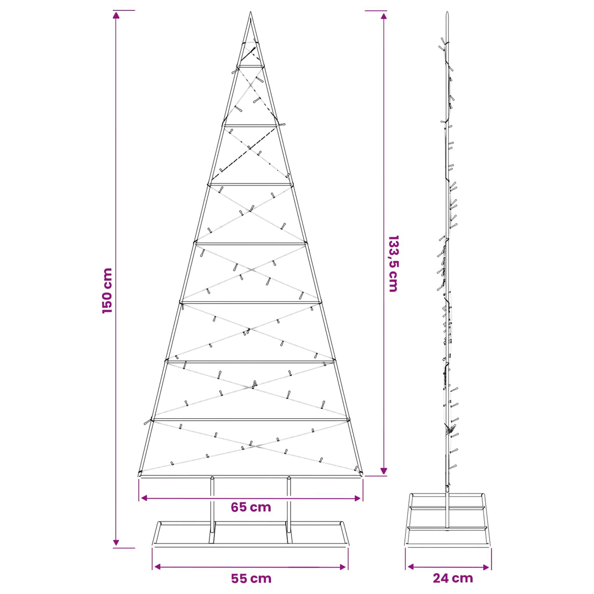Metalen Kerstboom KUOPIO Warmwit – 150 cm