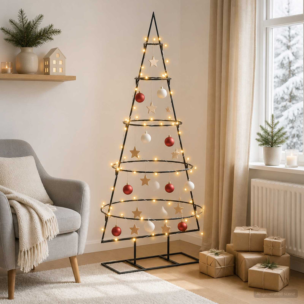 Metalen kerstboom KUOPIO warmwit, 125 cm