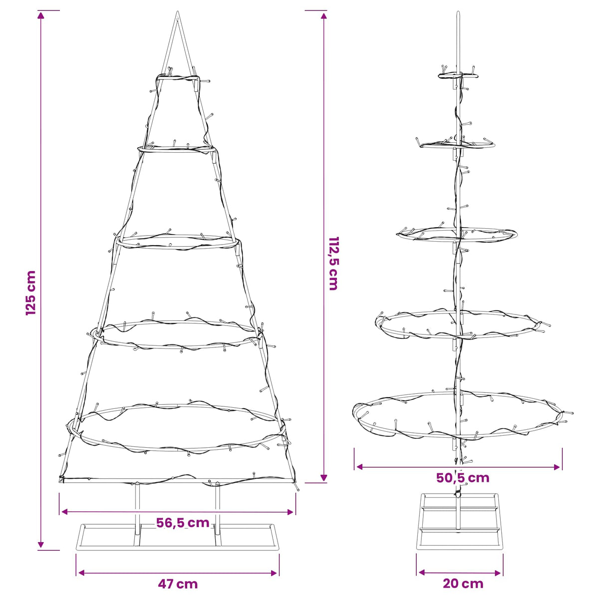 Metalen Kerstboom KUOPIO Warmwit – 125 cm