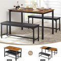 Modern 3-Piece Dining Set with Expandable Kitchen Table and 2 Backless Benches-0