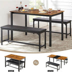 Modern 3-Piece Dining Set with Expandable Kitchen Table and 2 Backless Benches-0