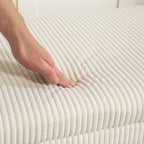 Banc de rangement bout de lit en velours côtelé avec couvercle, pour salon, chambre, entrée, 112 x 42 x 40 cm, beige-8