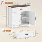 Buffet salon, meuble de rangement avec 2 portes, tiroir et étagère réglable, 76 x 35 x 80 cm, blanc-2