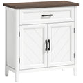 Buffet salon, meuble de rangement avec 2 portes, tiroir et étagère réglable, 76 x 35 x 80 cm, blanc-0