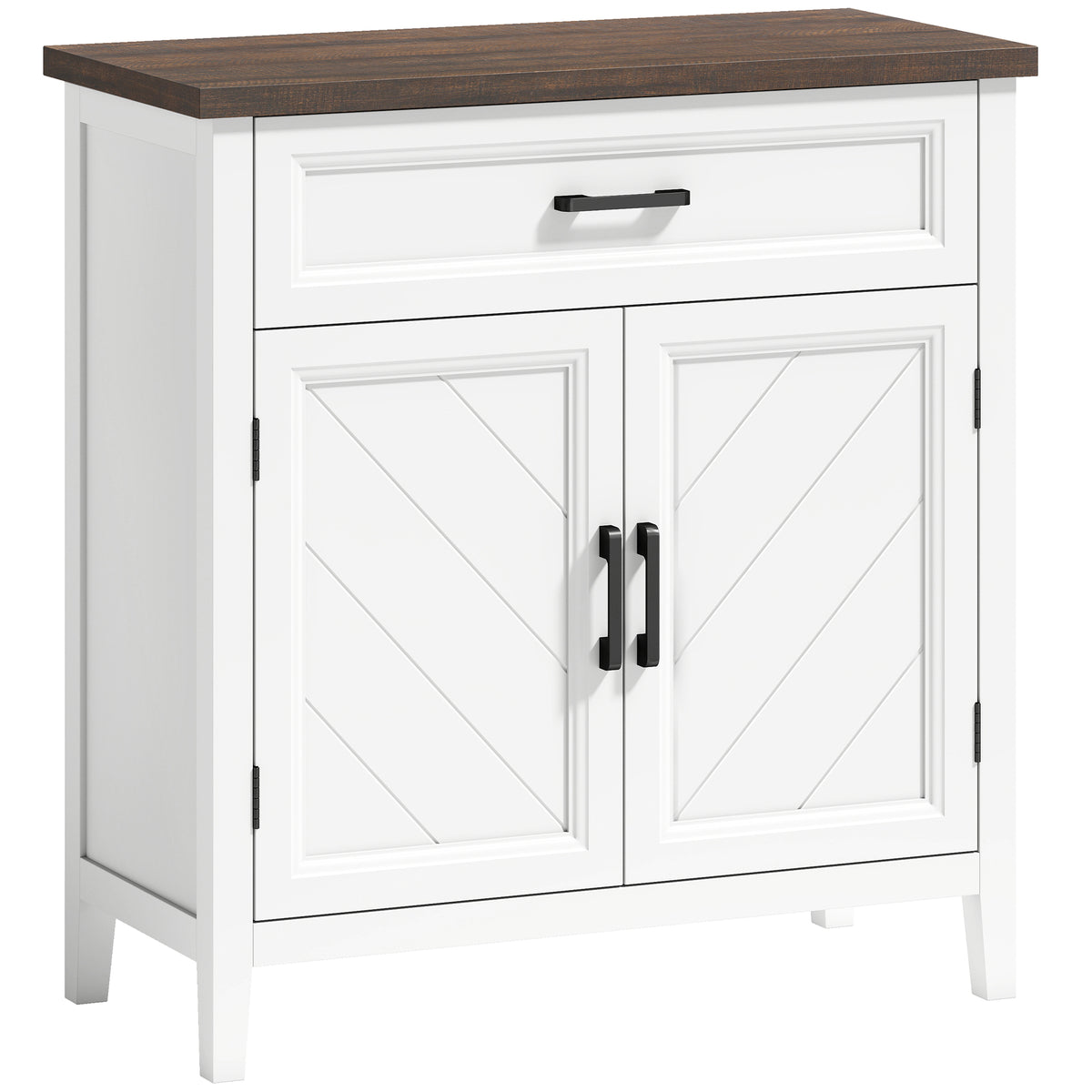 Buffet salon, meuble de rangement avec 2 portes, tiroir et étagère réglable, 76 x 35 x 80 cm, blanc-0