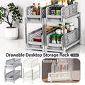 Bathroom Kitchen Sink Storage Rack Drawer Plastic Shelf Seasoning Holder - Grey-0